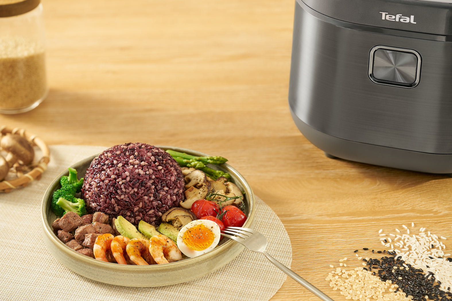 Tefal RK818 Induction Rice Cooker & Slow Cooker - 6-in-1 Multi-Cooker with Smart Sensor for Perfect Rice, Steaming, Slow Cooking - Ideal for Home Kitchen, Meal Prep & Healthy Eating