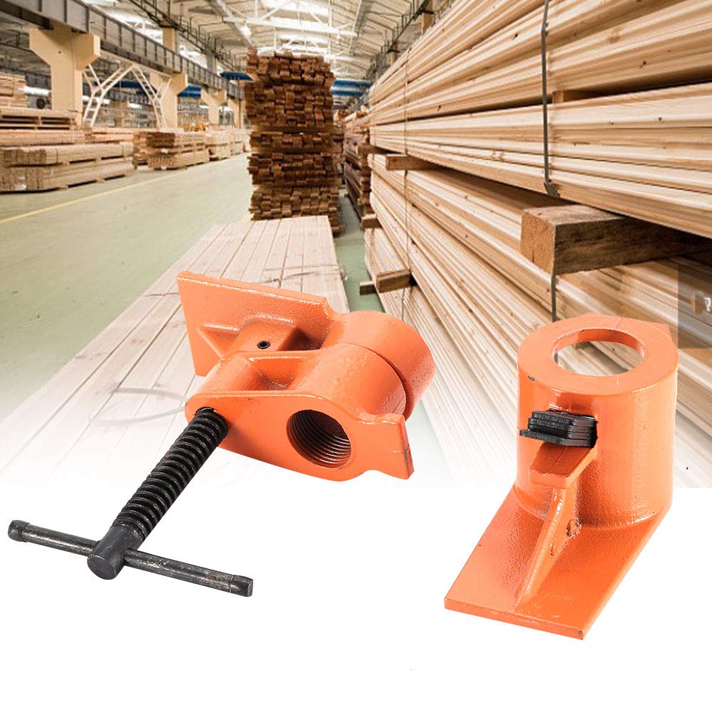 1 Inch Cast Steel Pipe Clamp Set - Heavy Duty Woodworking Vise Fixture with Jaws for Water Pipe & Plastic Clamps | Perfect for DIY Projects, Woodworking Enthusiasts & Home Improvement Tasks (Wood Clamping, Plumbing Repairs, Workshop Use)