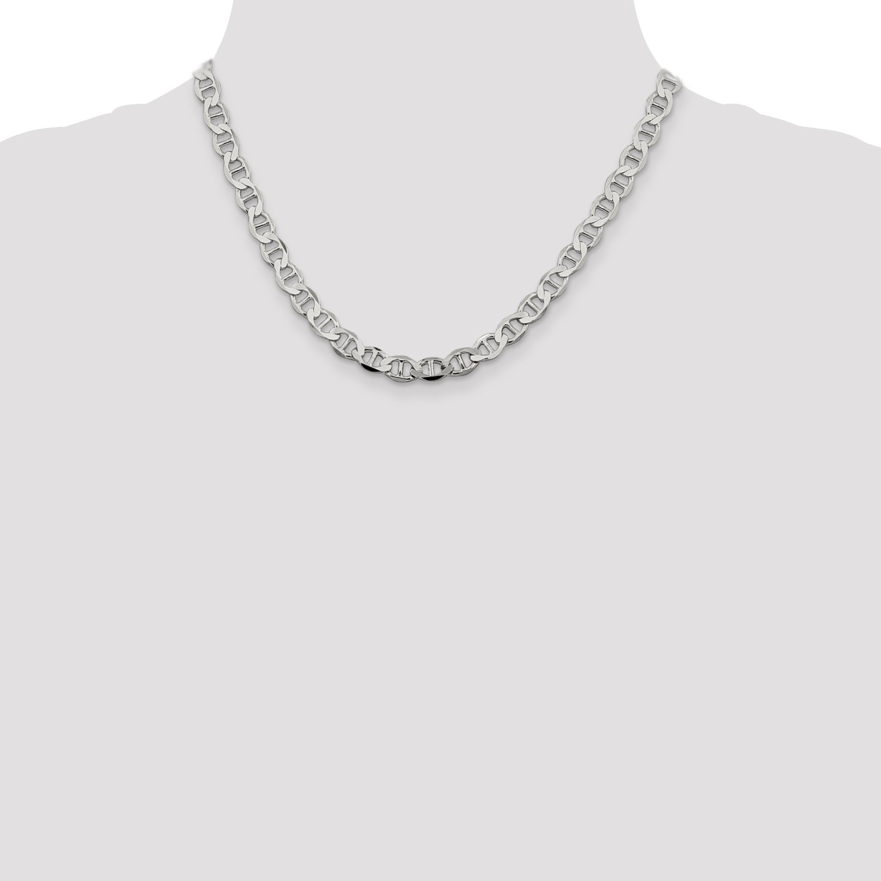 IceCarats 925 Sterling Silver 7.1mm Anchor Mariner Link Chain Necklace for Women - Durable & Elegant Jewelry Gift for Birthday, Anniversary, or Everyday Wear