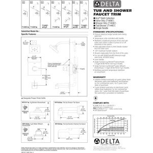 Delta Faucet T14467-SSLHD Ara 14 Series Tub and Shower Trim Kit - Stainless Steel Finish, No Showerhead Included | Perfect for Bathroom Renovation and Modern Home Upgrade