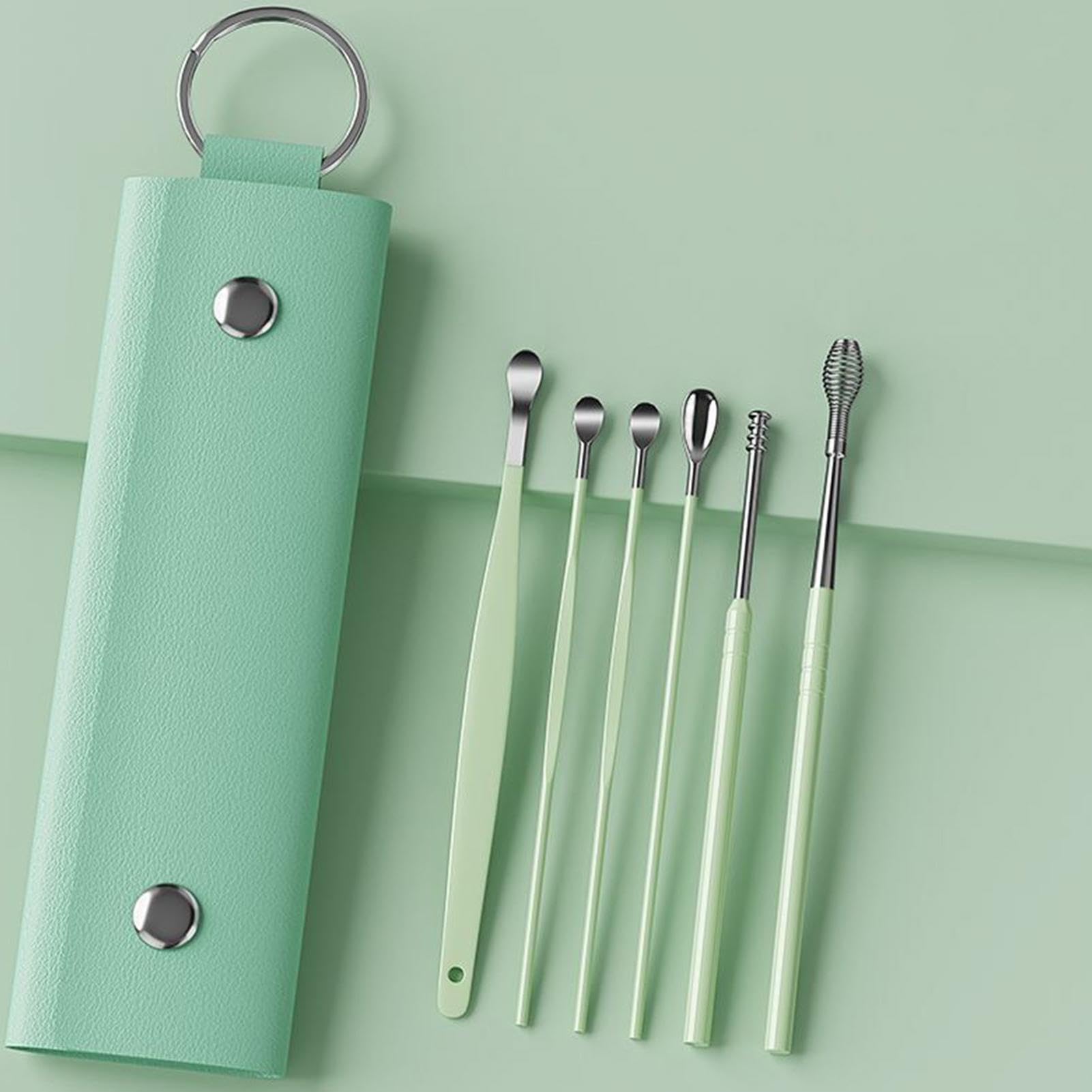 Stainless Steel Ear Wax Removal Tool Set - Portable Earwax Curette & Ear Cleaning Spoon for Safe Ear Hygiene | Perfect for Travel, Home & Personal Care