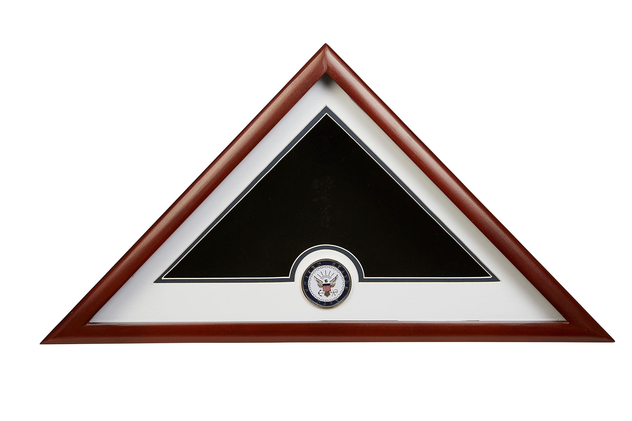 Premium US Flag Display Case with Navy Medallion - Handcrafted in USA from High-Quality Materials | Perfect for Military Home Decor, Patriotic Gifts & Veterans Day Display