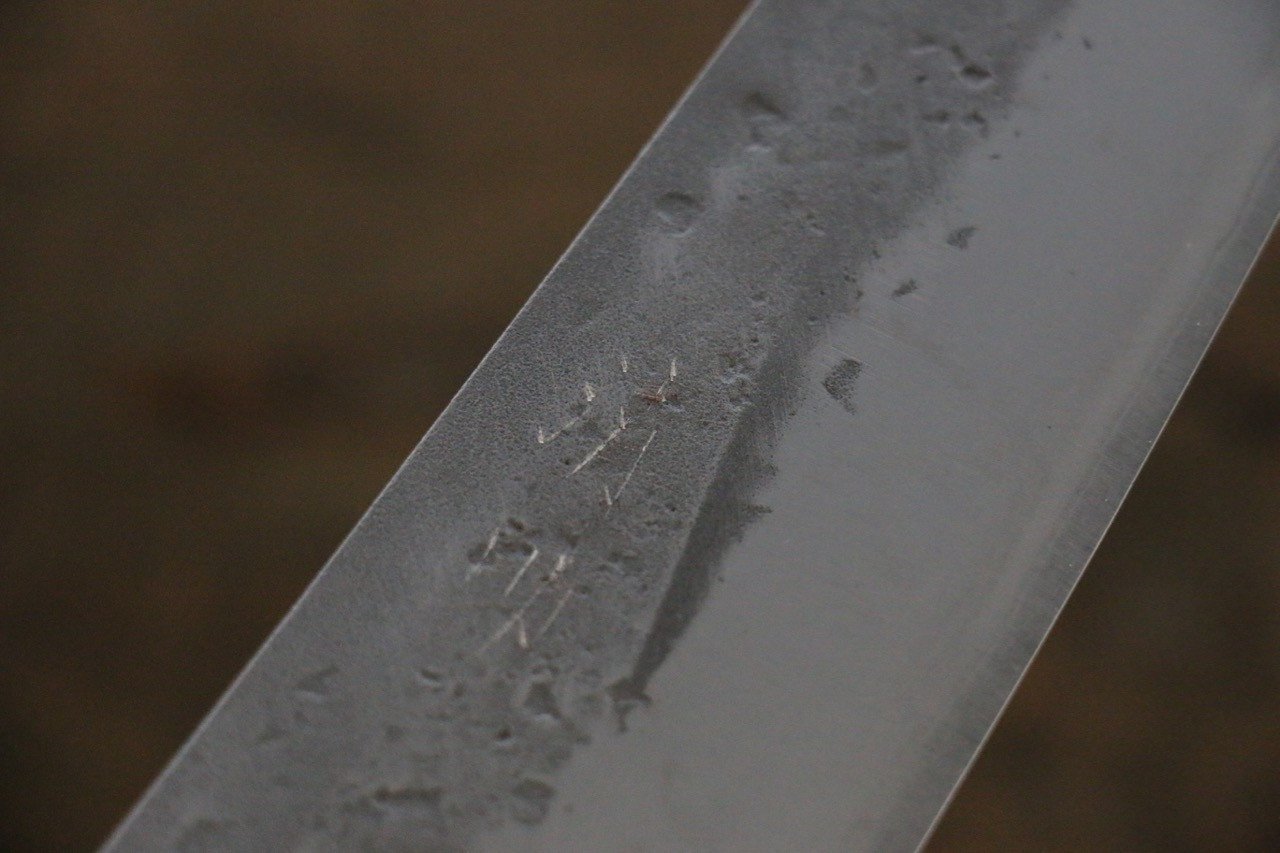 Premium Seisuke Blue Steel No.2 Nashiji Gyuto 210mm Japanese Chef Knife with Chestnut Handle - Perfect for Sushi, Meat Cutting & Professional Kitchen Use