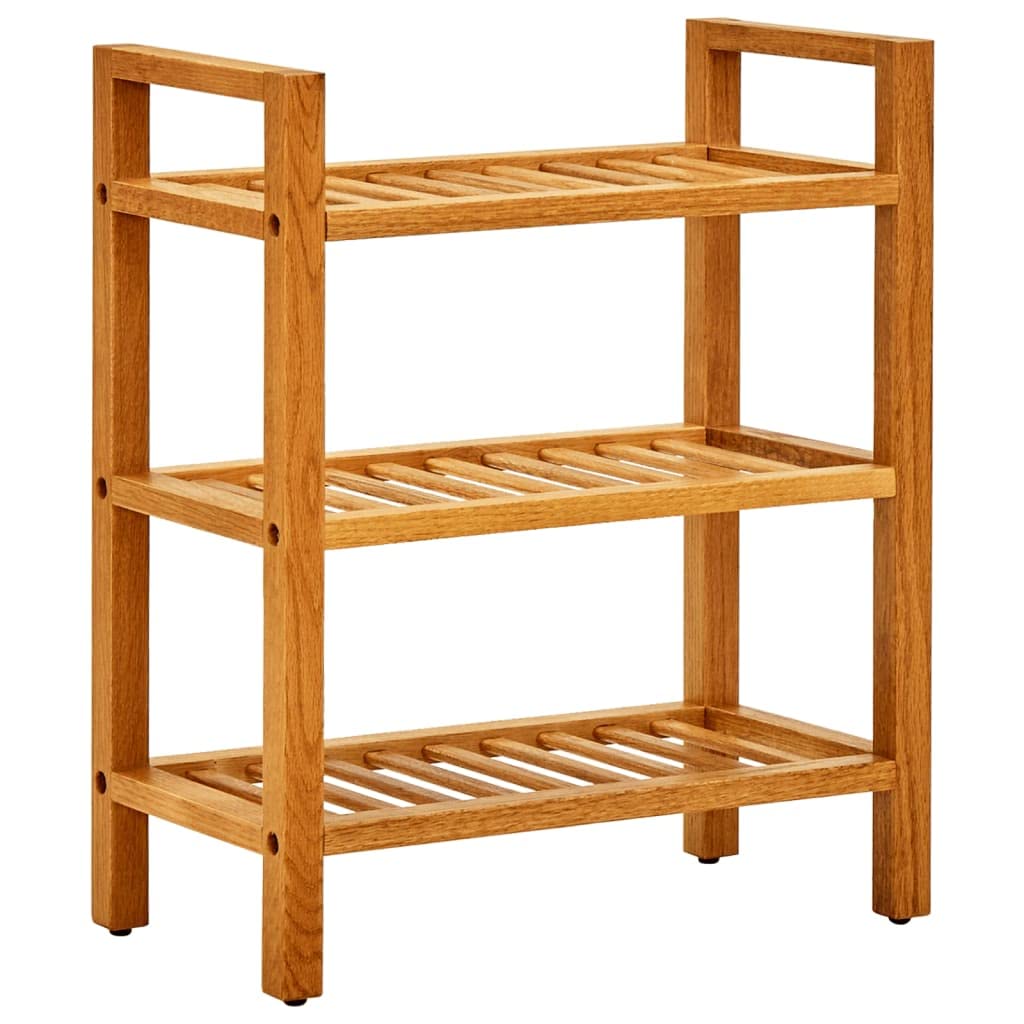 3-Tier Solid Oak Wood Storage Rack for Bathroom, Kitchen, Entryway, Living Room & Bedroom - 19.6