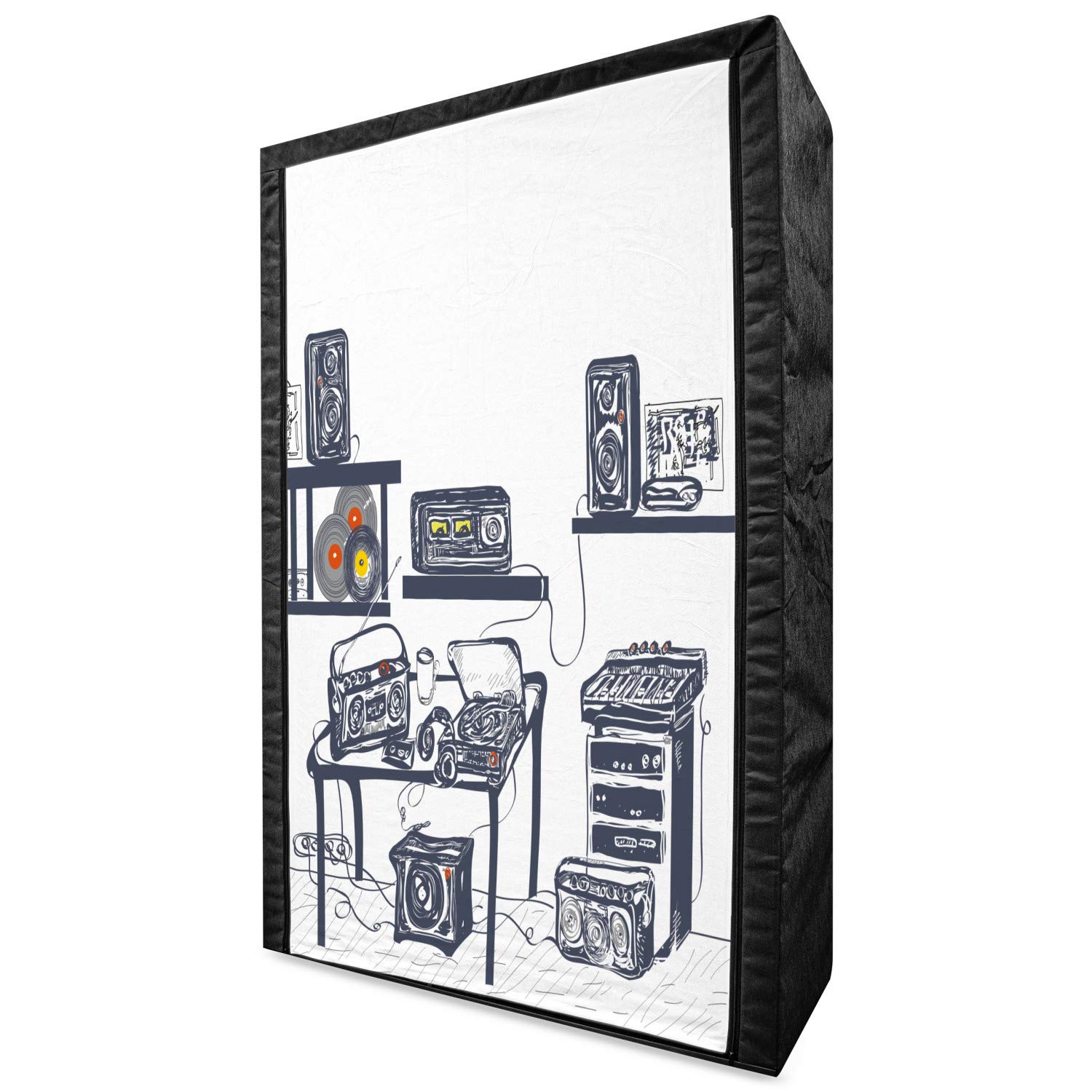 Ambesonne Modern Portable Fabric Wardrobe Closet Organizer with Shelves, 42.5 Inch Cadet Blue - Perfect for Bedroom, Closet, Dorm & Recording Studio Storage - Holds Clothes, Music Devices, Turntables & Speakers