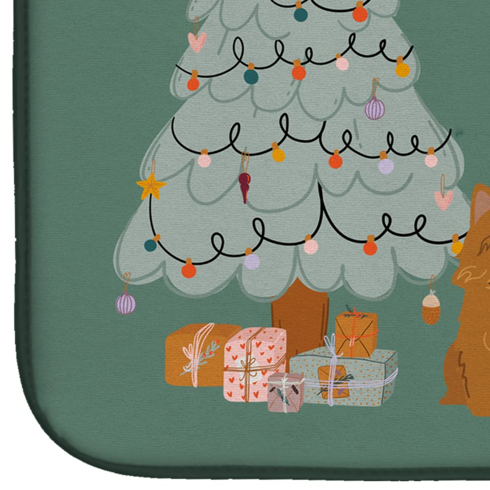 Norwich Terrier Christmas Dish Drying Mat - Absorbent Kitchen Counter Pad, 14x21