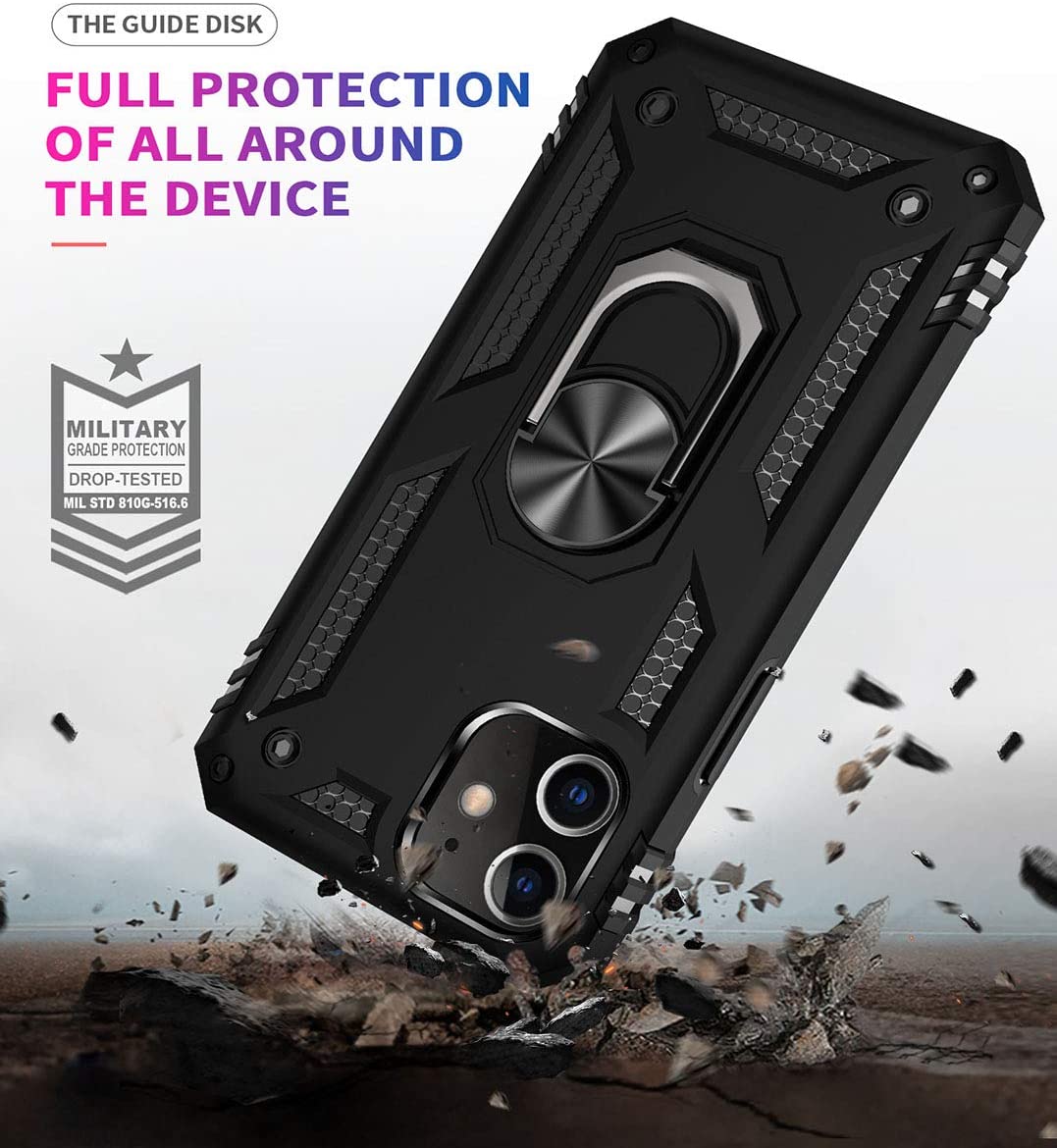 Premium iPhone 12 Pro Max Ring Car Mount Case with Kickstand - Durable Protective Cover for Driving, Work & Travel | Compatible with Wireless Charging