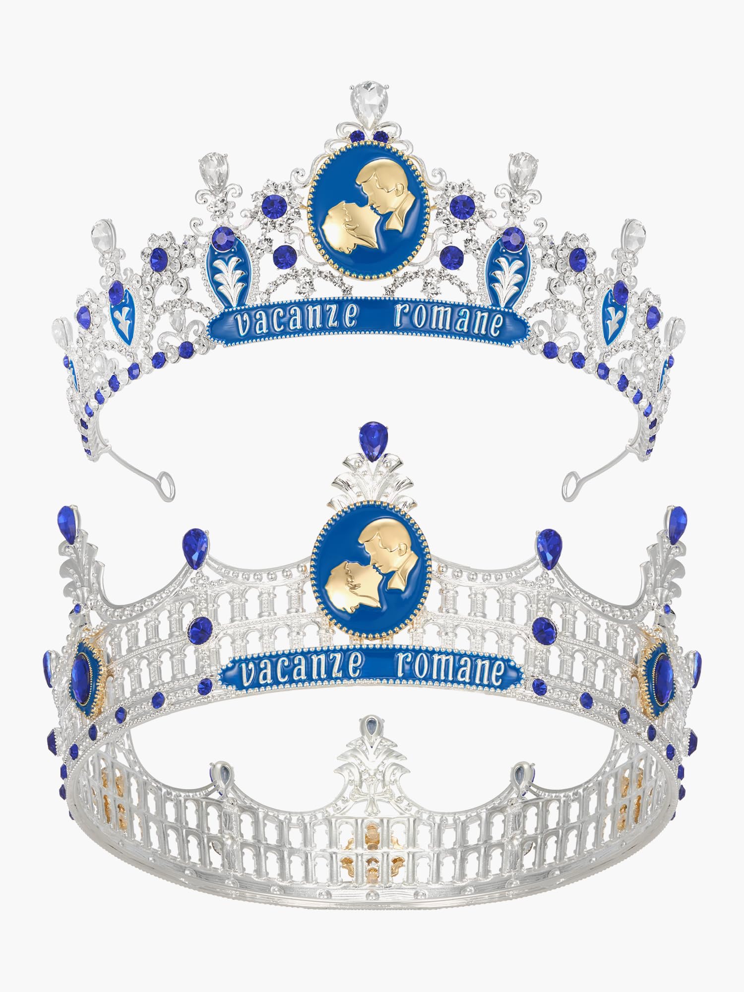 Royal Couple Crown Set for Women & Men - Crystal Queen Tiara & King Crown, 2-Pack Medieval Wedding Accessories for Prom, Birthday, Photo Shoot & Cosplay - Perfect for Couples, Bridal Showers & Renaissance Fairs