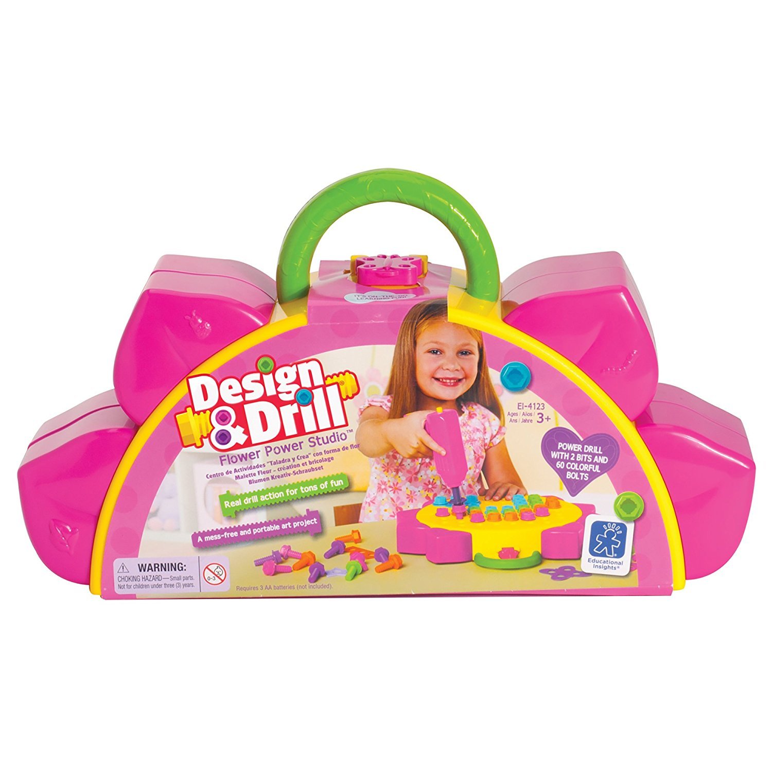 Educational Insights Drill Toy 70pc Set for Kids 3+ - Creative Flower Power Studio for STEM Play
