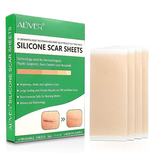 Advanced Silicone Scar Removal Sheets for C-Section, Surgery, Burns & Acne Scars - Reusable Scar Treatment Patches (3