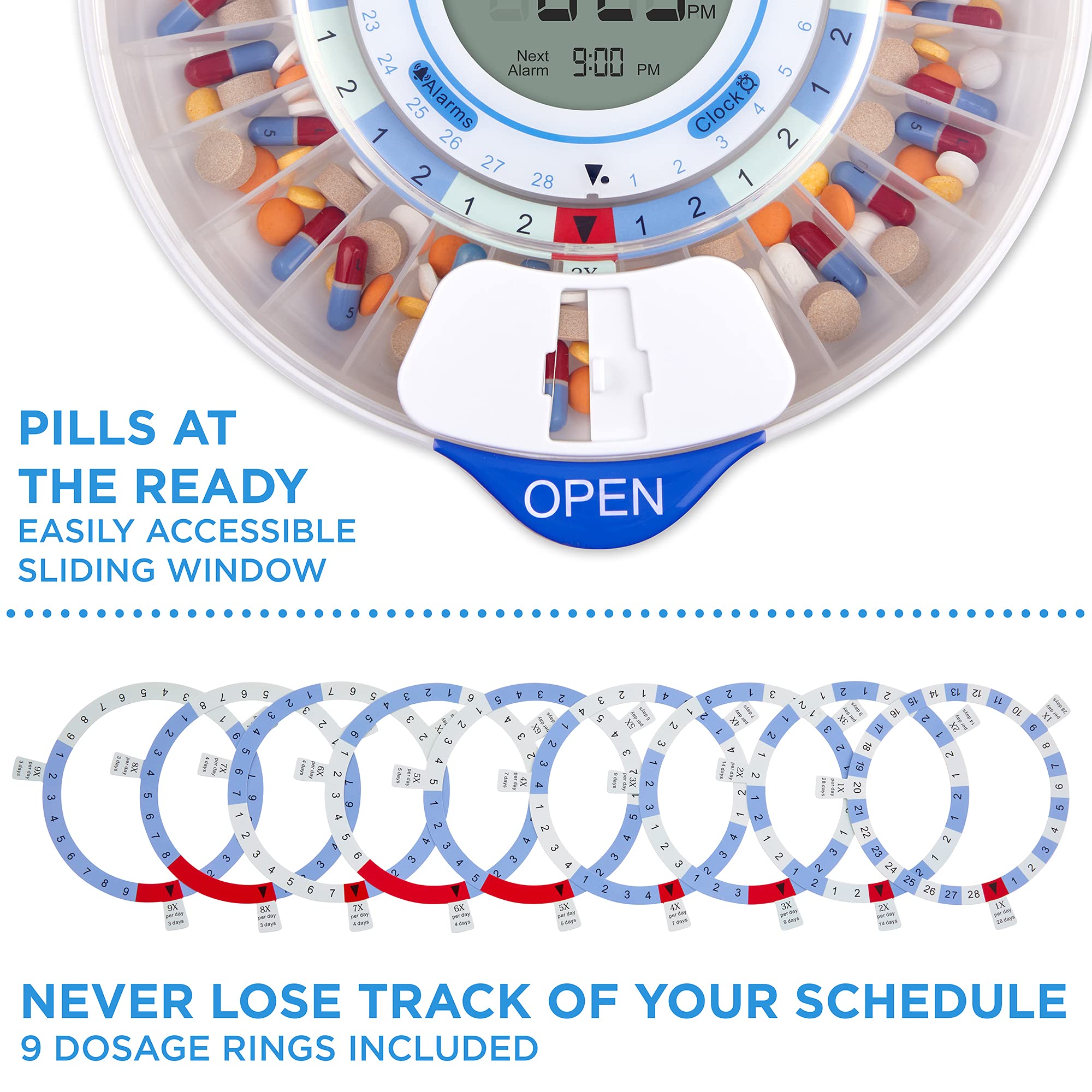 Smart WiFi Automatic Pill Dispenser - 28-Day Medication Organizer with 9 Daily Doses, Key Lock & Adjustable Alarms for Prescriptions & Vitamins | Perfect for Elderly Care, Travel, and Daily Medication Management