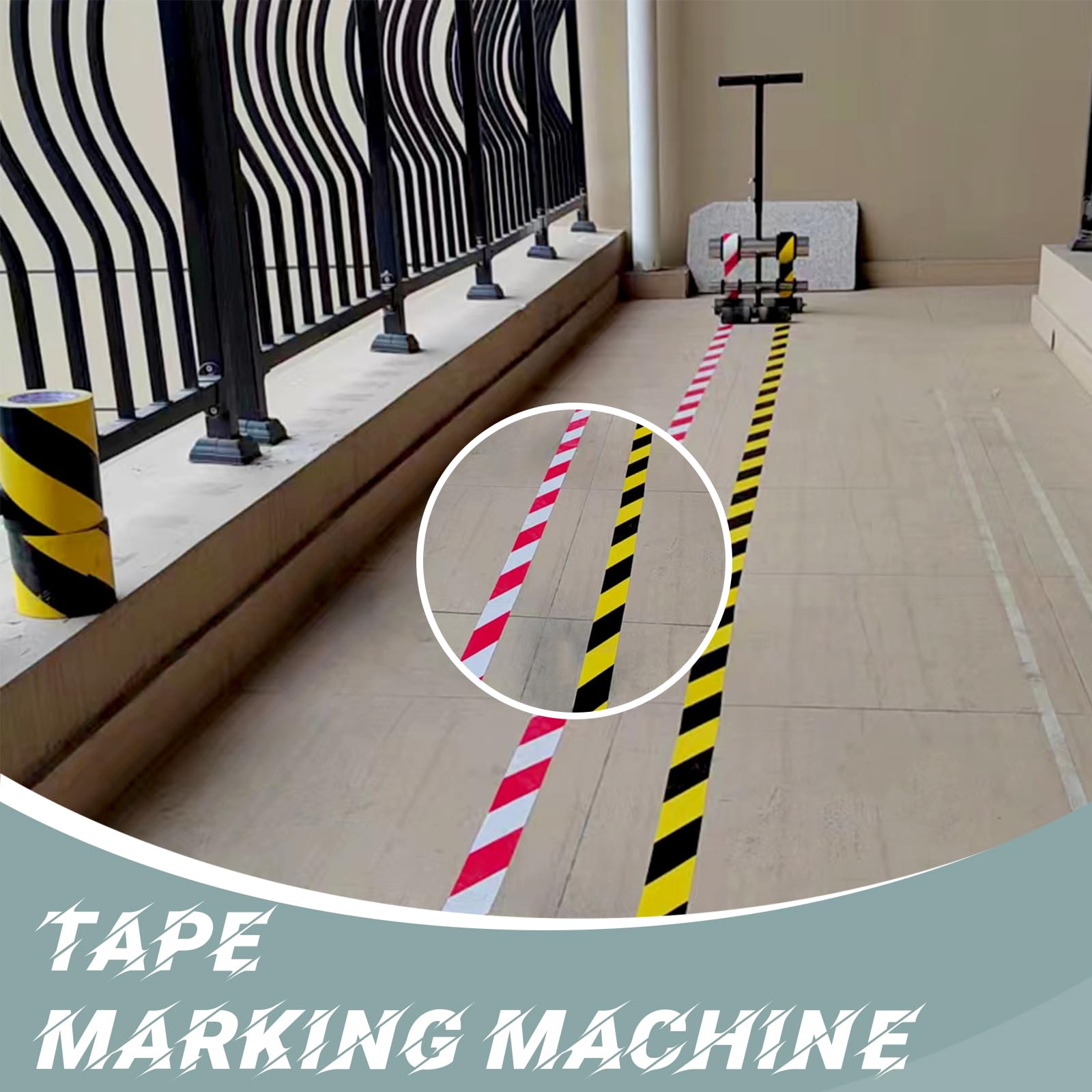 Professional Floor Tape Applicator - Efficient Court Line Tape Machine for Straight & Circular Markings - Ideal for Gym, Sports Court, Warehouse & Parking Lot Surfaces