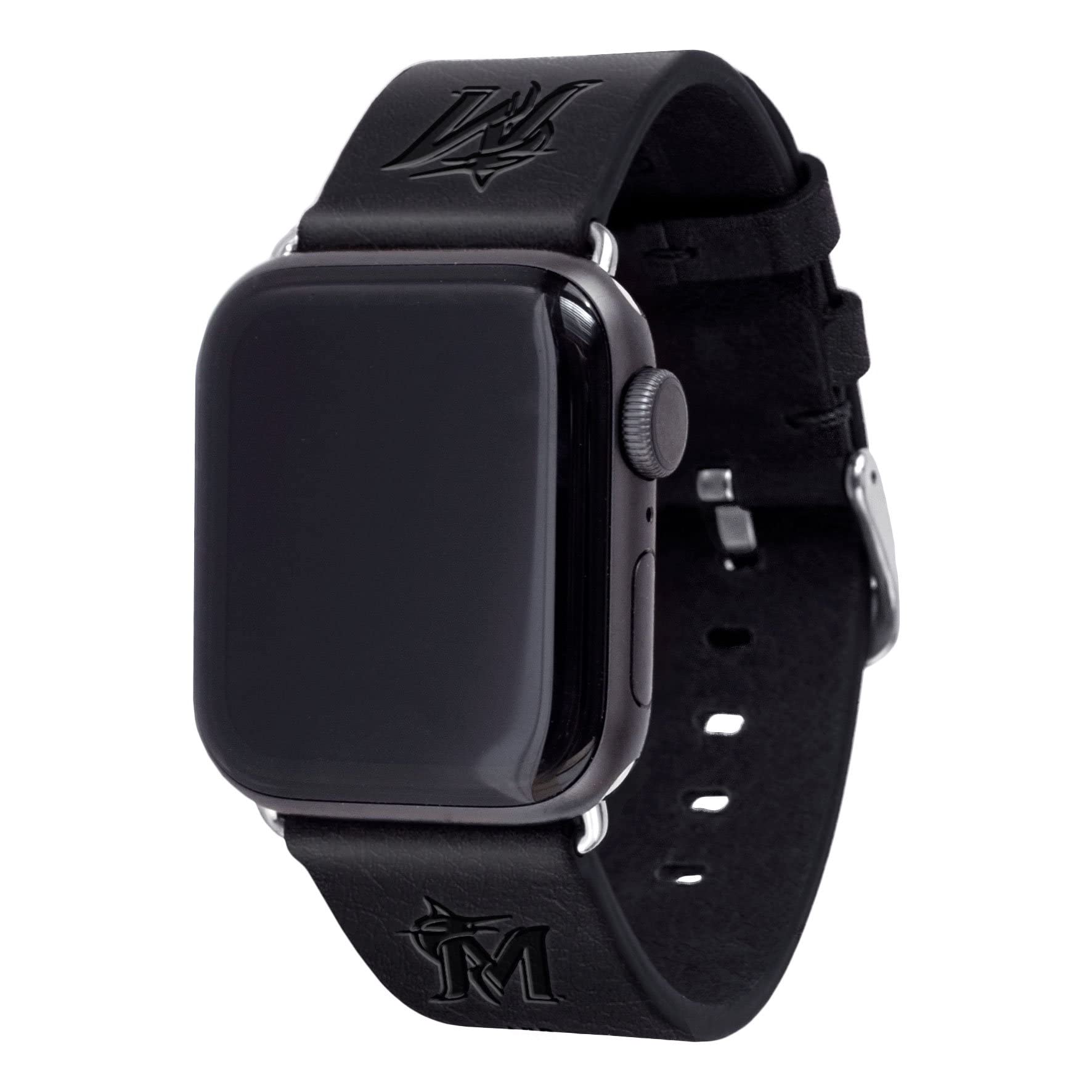 Miami Marlins Apple Watch Band - Premium Genuine Leather Strap for Apple Watch Series 9/8/7/6/SE - Stylish Sports Accessory for Baseball Fans & Game Day Outfits