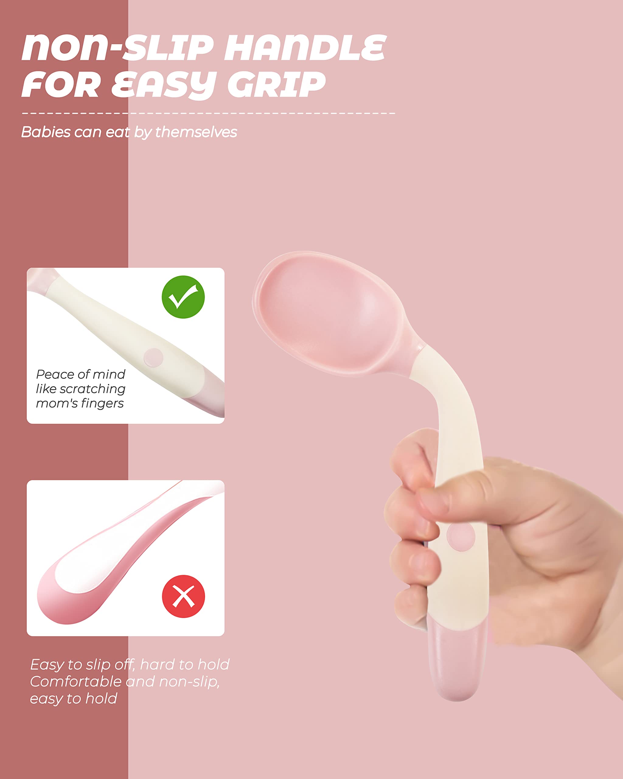 10-Piece Bendable Toddler Utensil Set - 5 Soft-Tip Spoons & 5 Forks for Baby Self Feeding | BPA-Free Silicone Kids Eating Tools | Perfect for Daycare, Travel & Learning Independent Mealtime Skills