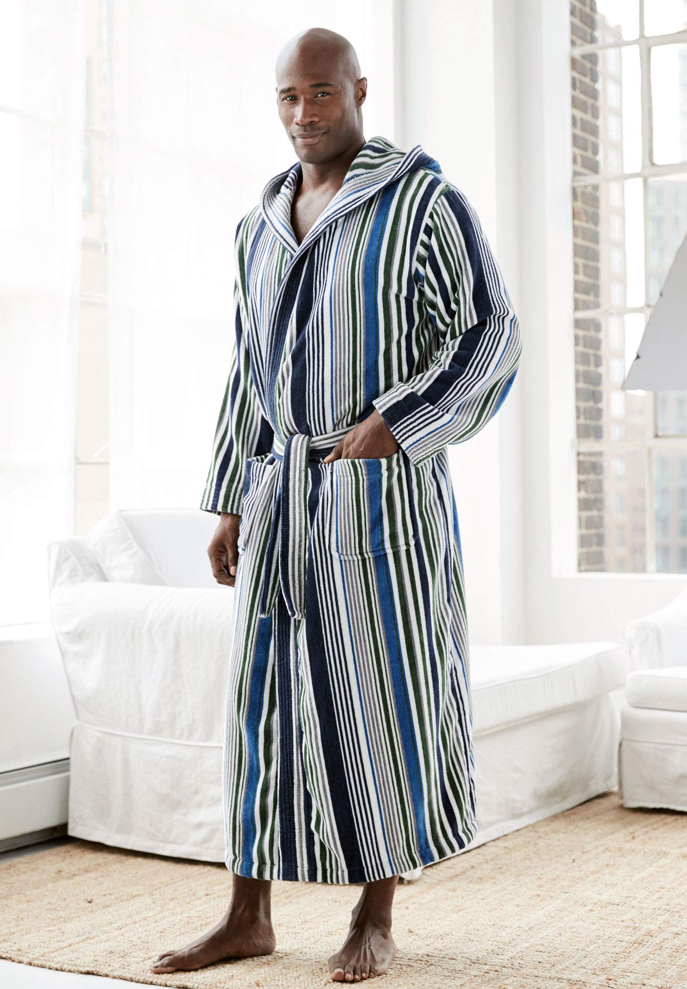 KingSize Men's Big & Tall Terry Velour Hooded Maxi Robe - Extra Long Plush Bathrobe for Lounge, Spa & Relaxation at Home