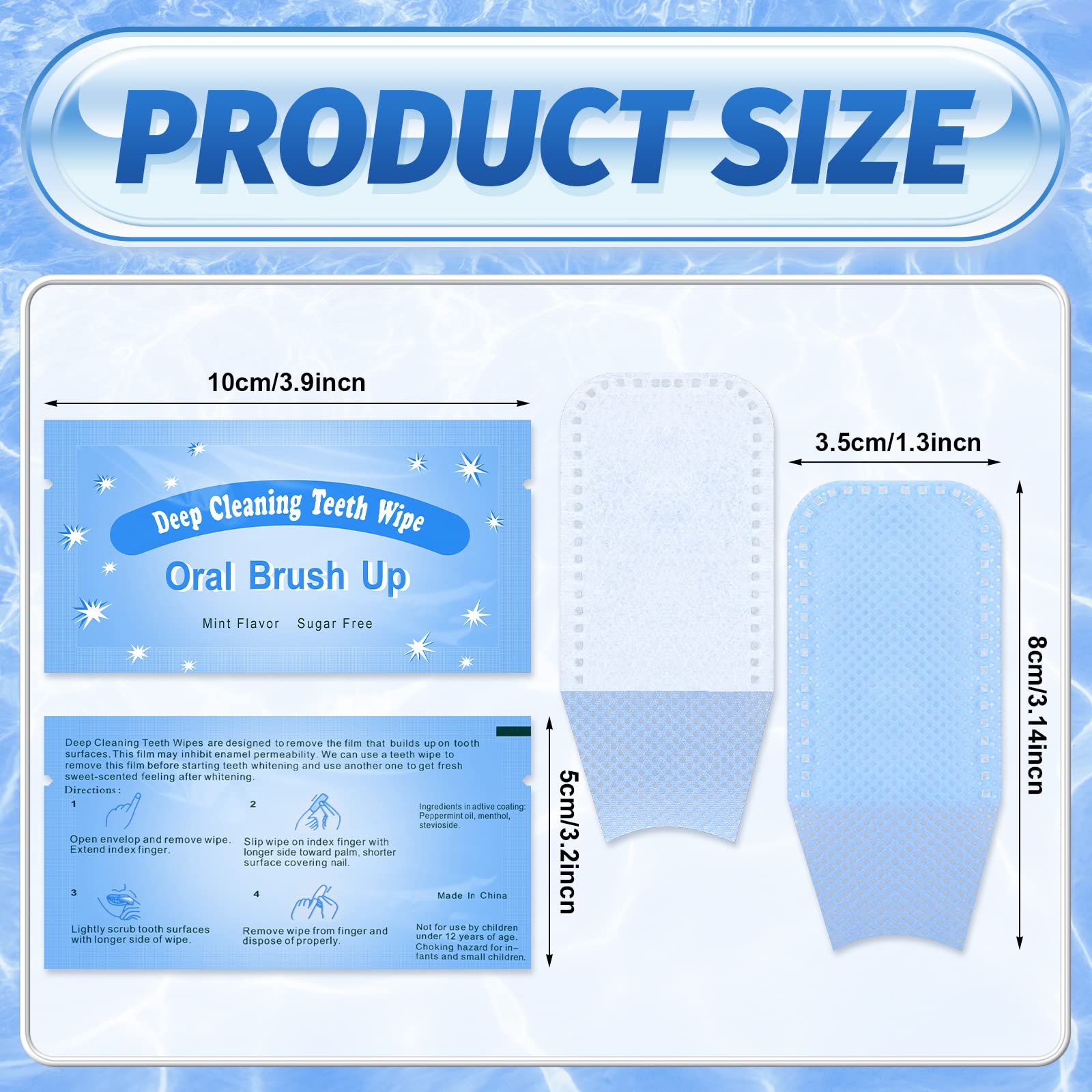300 Pcs Disposable Finger Toothbrush Wipes - Textured Surface for Deep Teeth Cleaning, Oral Care for Adults & Kids - Perfect for Travel, Camping, and Post-Dental Care - Individually Wrapped Bulk Pack