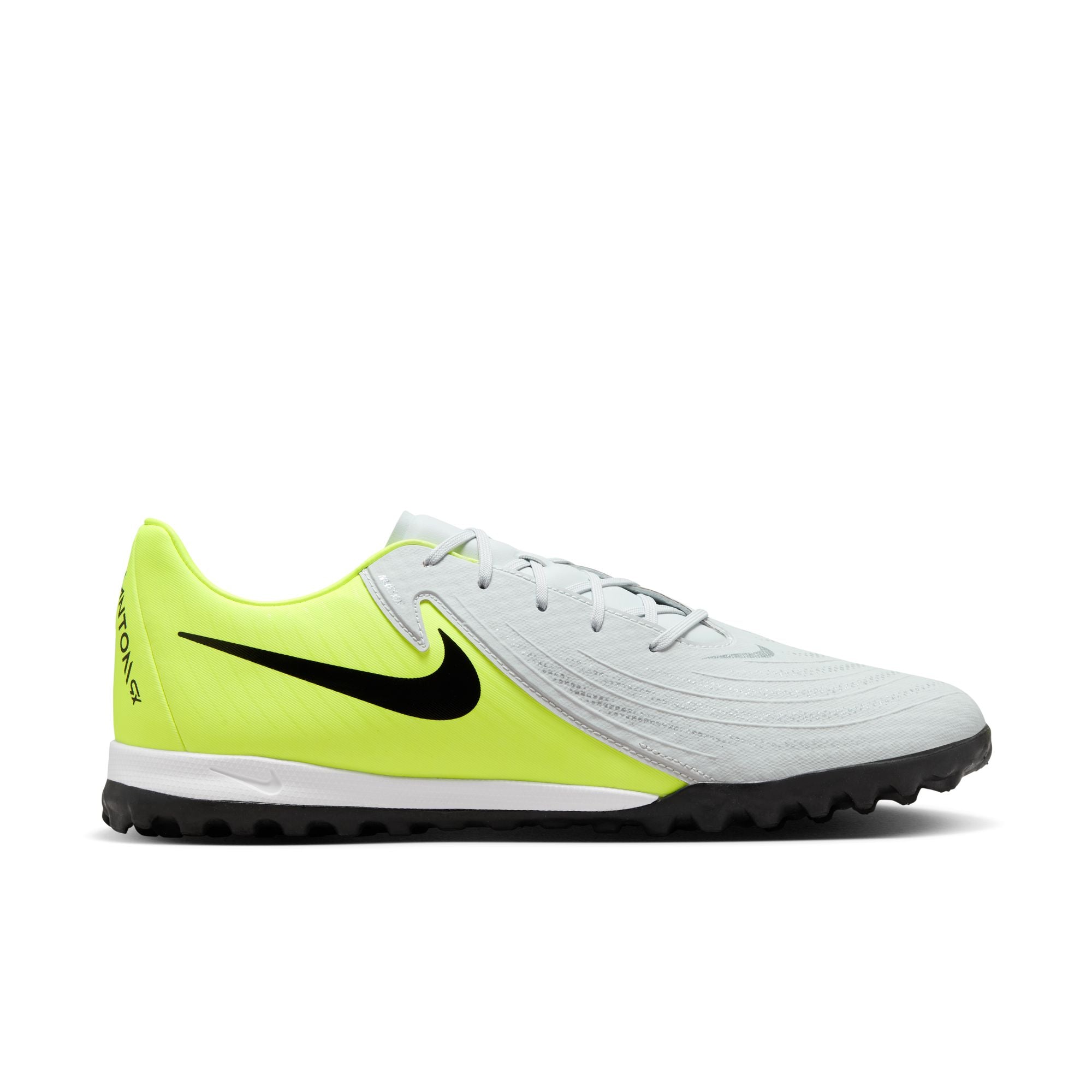 Nike Phantom GX 2 Academy TF Turf Soccer Shoes for Men - Metallic Silver/Black/Volt - Artificial Grass Football Cleats for Indoor & Outdoor Training, Games, and Matches