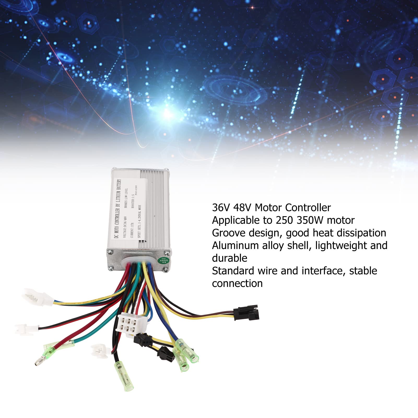 36V 48V 17A DC Motor Speed Controller with Wire Harness - Compatible with Electric Bikes, Scooters & DIY Projects | Perfect for E-Bike Upgrades & Motor Control Systems