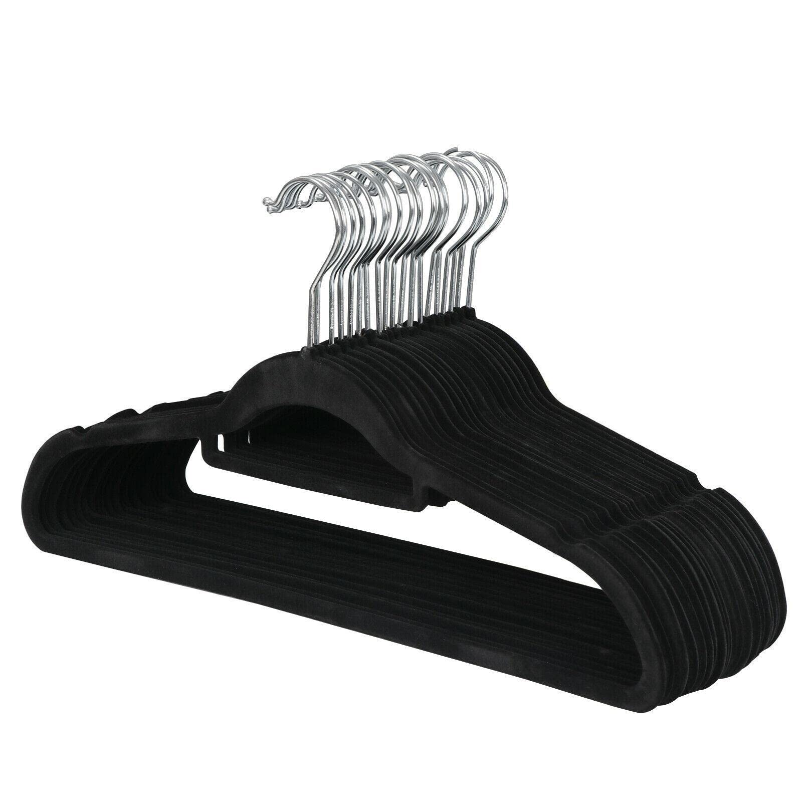 100 Pack Velvet Clothes Hangers - Durable Plastic Suit, Shirt & Pants Hangers with Clips - Space Saving Wardrobe Organizer for Closet, Laundry Room & Travel