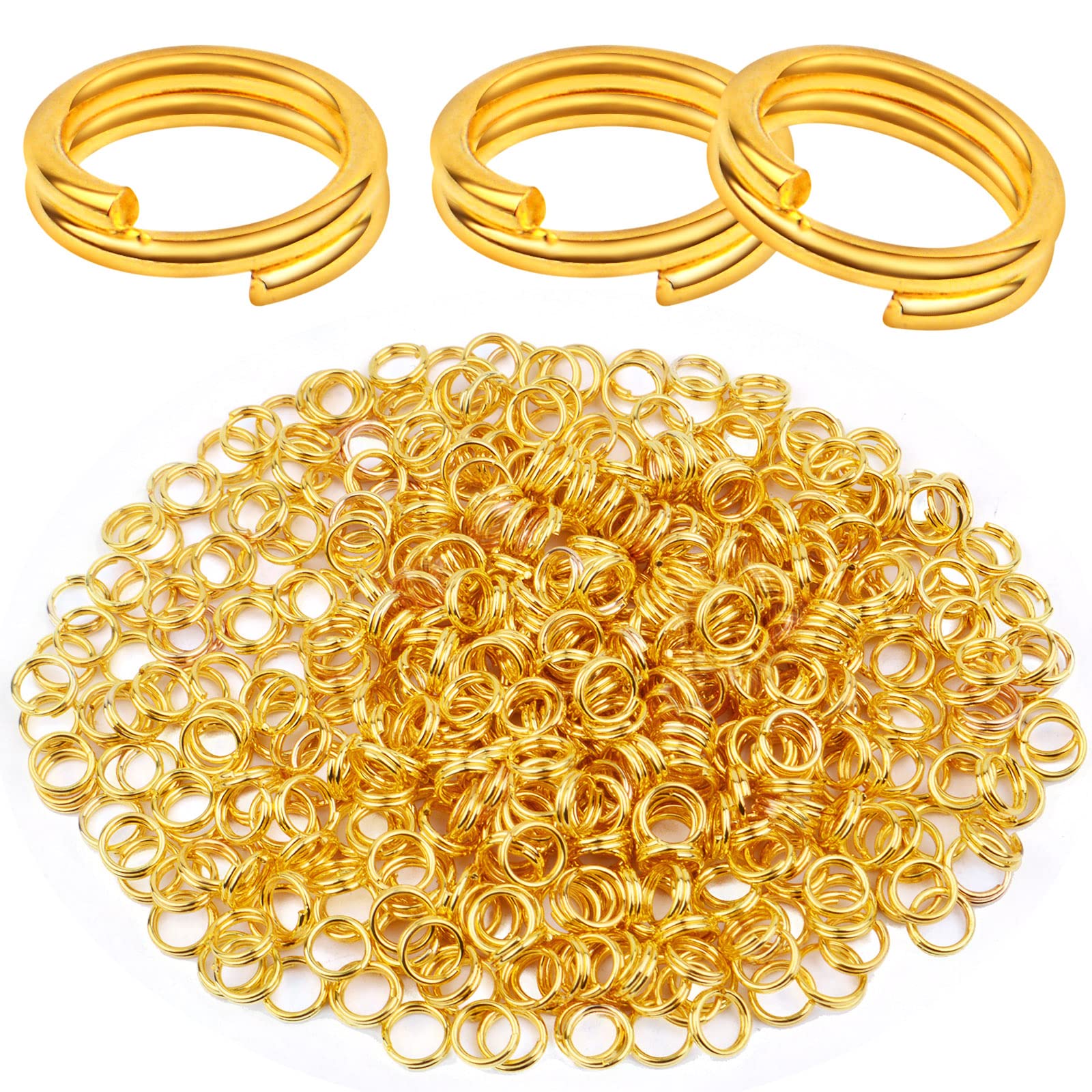 Aylifu 500 Pieces 5mm Gold Jump Rings - Double Loop Round Split Ring Connectors for Jewelry Making, DIY Crafts, Keychains & Organization - Perfect for Bracelets, Necklaces, Earrings & Home Decor Projects