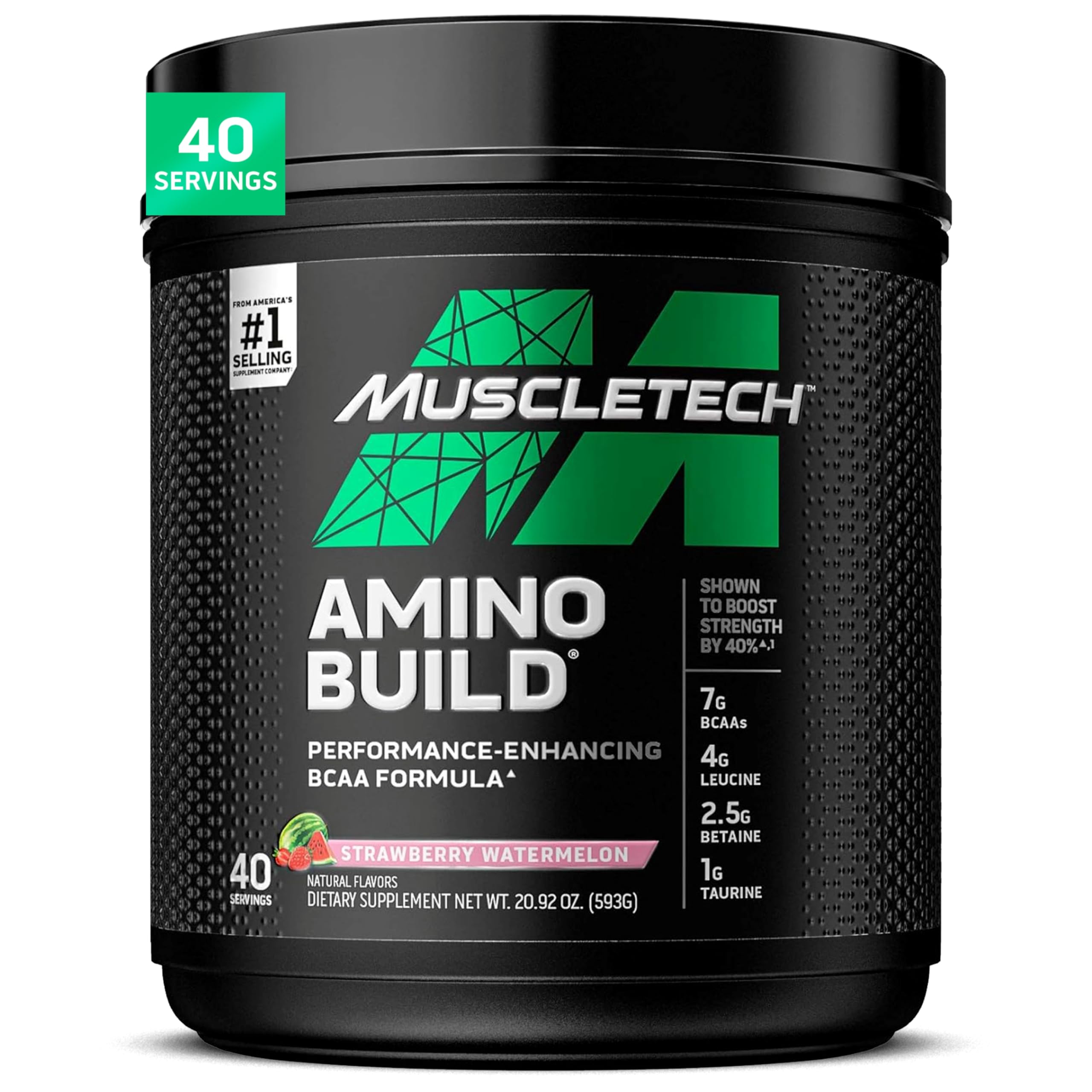 MuscleTech Amino Build BCAA + Electrolyte Powder - 7g BCAAs with Electrolytes for Muscle Recovery, Lean Muscle Growth & Endurance Boost - Strawberry Watermelon Flavor (40 Servings) | Pre-Workout & Post-Workout Supplement for Athletes & Fitness Enthusiasts