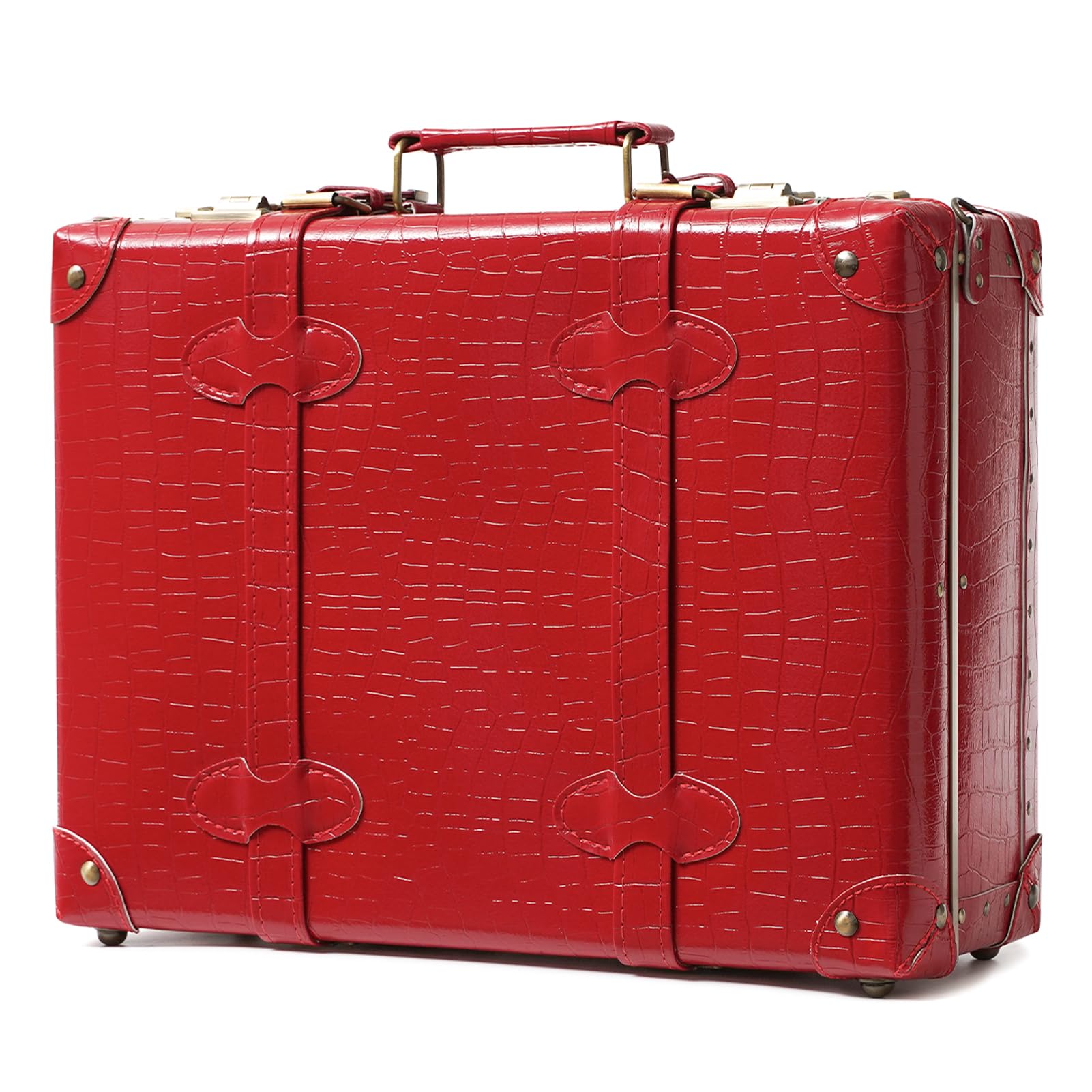 Vintage Leather Carry-On Suitcase - Cute Non-Wheeled Mini Trunk with Adjustable Shoulder Strap | Perfect for Overnight Trips, Weekend Getaways & Airplane Cabin Luggage