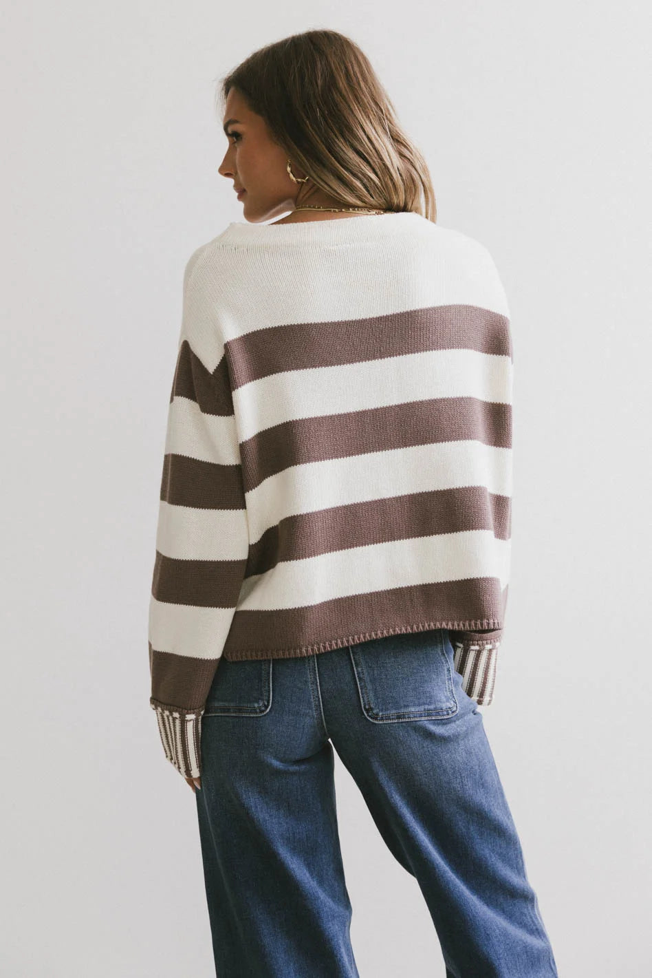 Helena Striped Brown Sweater for Women | Cozy Knit Pullover | Perfect for Fall & Winter Outfits | FINAL SALE