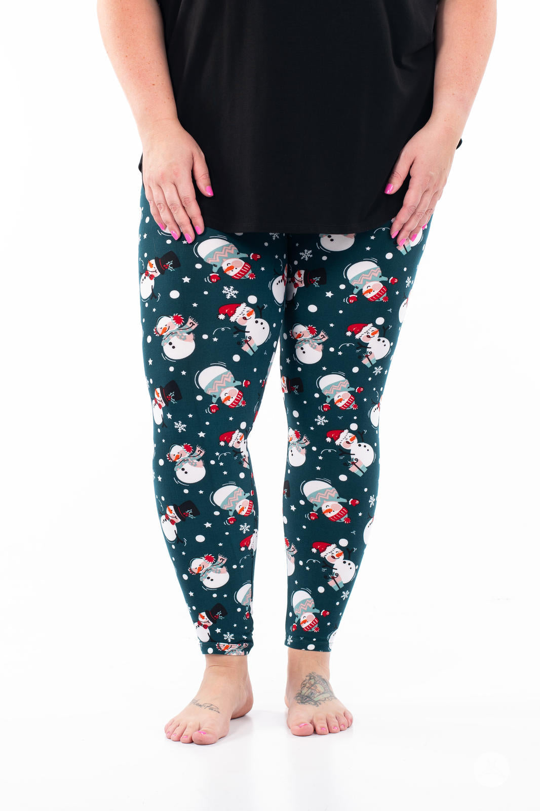 Stay Frosty Patterned Leggings for Women - Trendy Winter Yoga Pants with Unique Snowflake Design - Perfect for Workouts, Lounge & Cold Weather Fashion