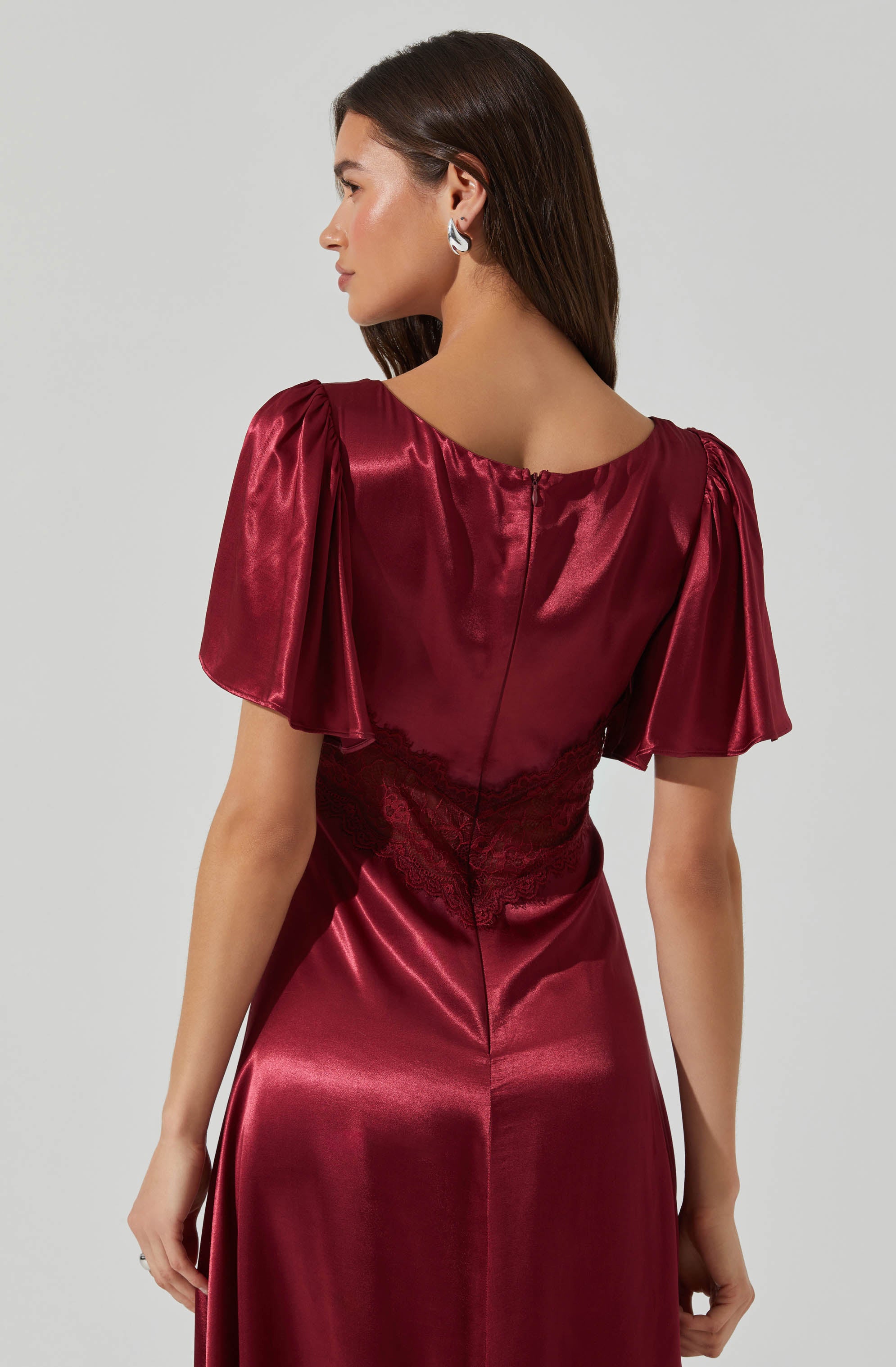 Aurelia Satin V-Neck Midi Dress for Women - Elegant Party & Evening Gown - Perfect for Weddings, Cocktail Parties & Date Nights