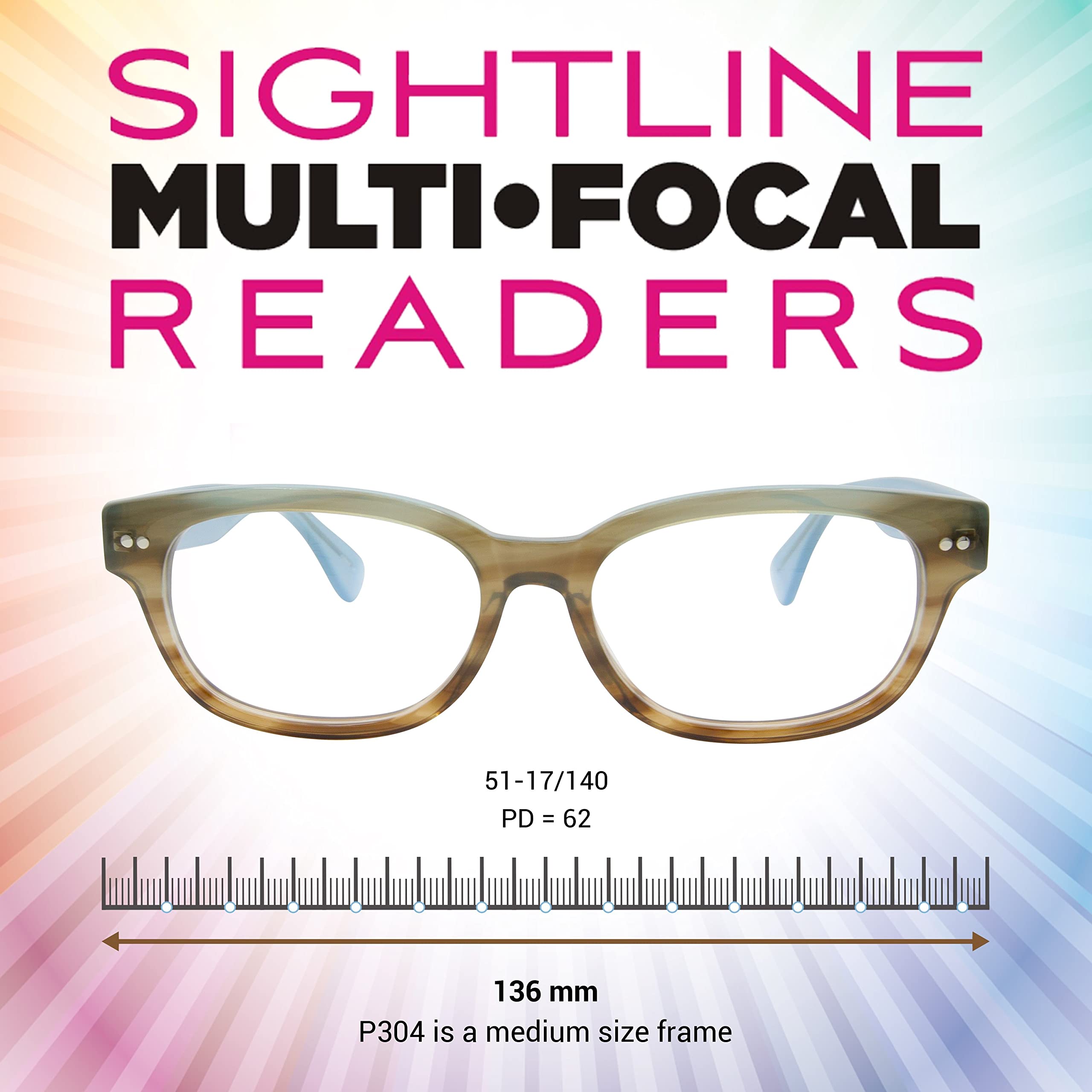Sightline P304 Medium Fit Multifocus Progressive Reading Glasses for Men & Women - Clear Vision for Reading, Computer Work & Daily Activities