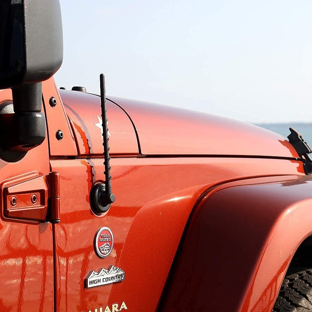 9-Inch Short Antenna Replacement for 2007-2025 Jeep Wrangler JK JL JKU JLU & Gladiator JT - Compatible with Sahara, Rubicon, Willys, 4XE Sport Models - Enhanced Car Radio Reception for Off-Road Adventures & Daily Commuting