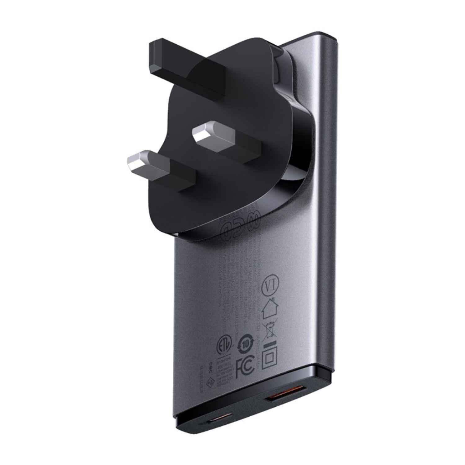 Baseus Ultra-Thin GaN5 65W Fast Charger with Type C & USB A - Perfect for Travelers, Home & Office Use