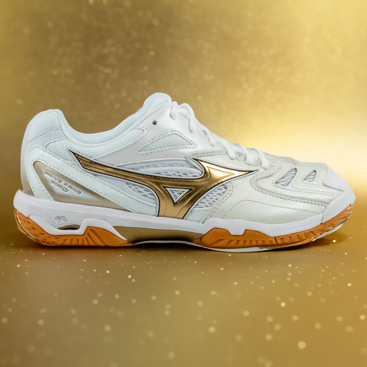 Mizuno Wave Fang Pro Volleyball Shoes - White/Gold - High Performance Indoor Court Shoes for Men & Women - Perfect for Competitive Matches & Training