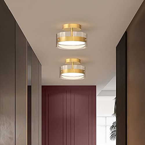 Modern LED Chandelier - Gold Minimalist Ceiling Light with Warm White Lighting for Hallway, Entrance, Balcony & Cloakroom | Energy-Efficient Indoor Decoration for Home & Office Spaces