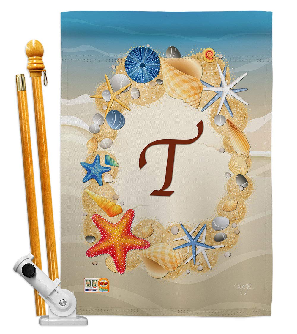 Coastal Beach House Flag Set with Pole - Summer Decor for Outdoor & Garden