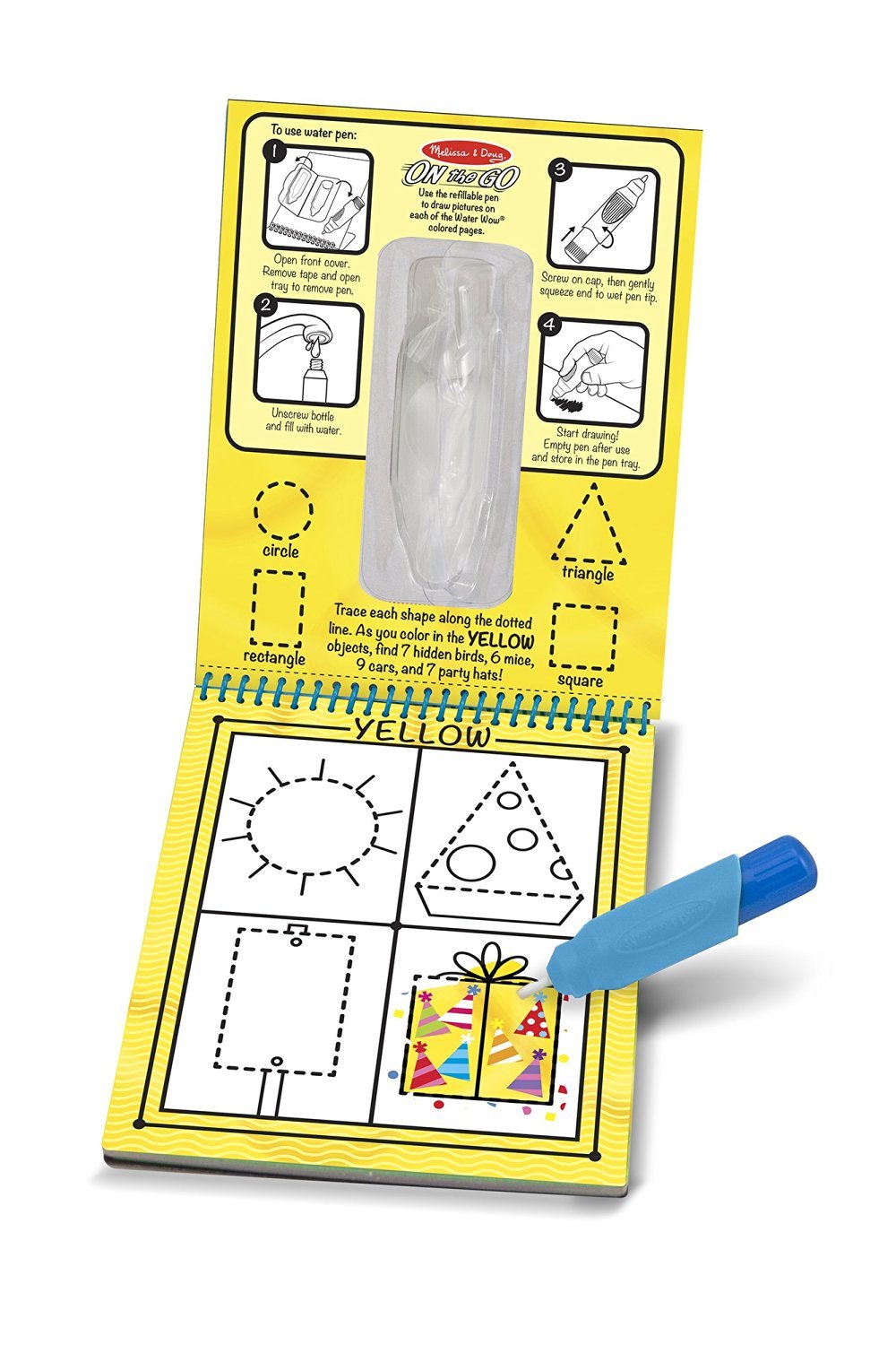 MND9444 On The Go Water Wow Colors & Shapes - Reusable Water Reveal Activity Pad for Kids, Travel & Learning Fun