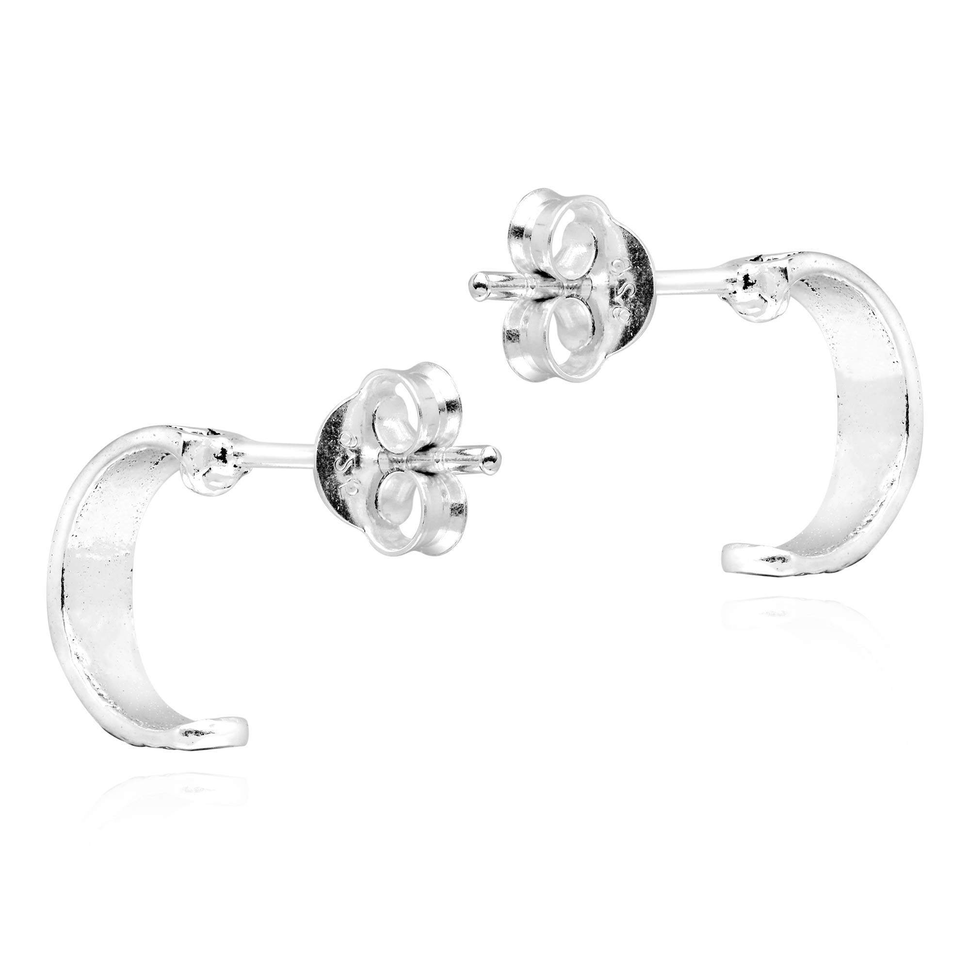 AeraVida .925 Sterling Silver Swirl Mini Half Hoop Stud Earrings for Women - Elegant Everyday Fashion Jewelry | Perfect for Work, Date Night & Casual Outings
