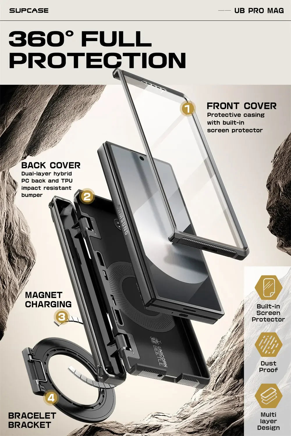 SUPCASE UB Pro Magnetic Rugged Shockproof Case for Samsung Galaxy Z Fold 6 - Heavy Duty Protection for Work, Outdoor & Travel