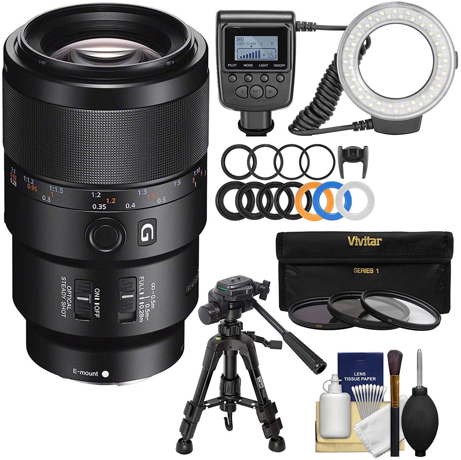 Sony FE 90mm f/2.8 Macro Lens with Accessories for Professional Photography