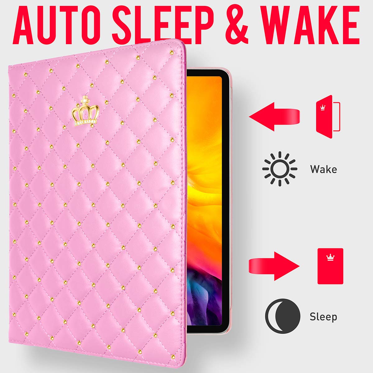 Elegant Pink Rhinestone PU Leather Case for iPad Air 3rd Gen 10.5