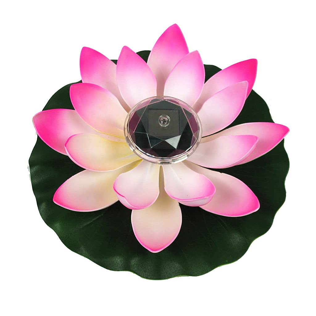 Solar Powered LED Flower Light - Pink Artificial Lotus Floating Fountain for Garden, Pond & Pool | Waterproof Solar Pool Lamp with Auto On/Off | Perfect for Nighttime Decoration, Landscape Lighting & Outdoor Parties