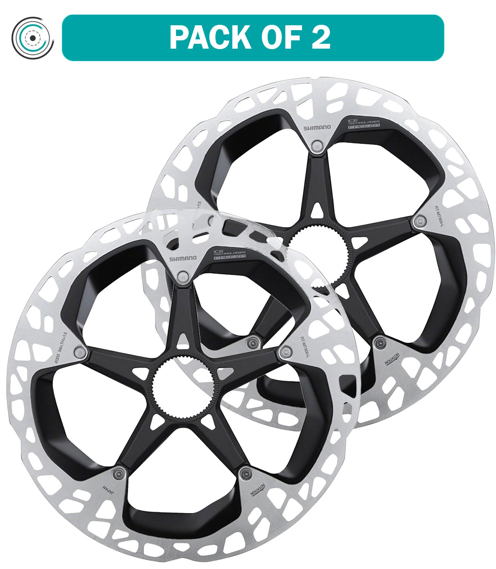 Shimano XTR RT-MT900 L 203mm Center Lock Disc Brake Rotors - 2 Pack Silver/Black - High-Performance Braking for Mountain Bikes & Trail Riding