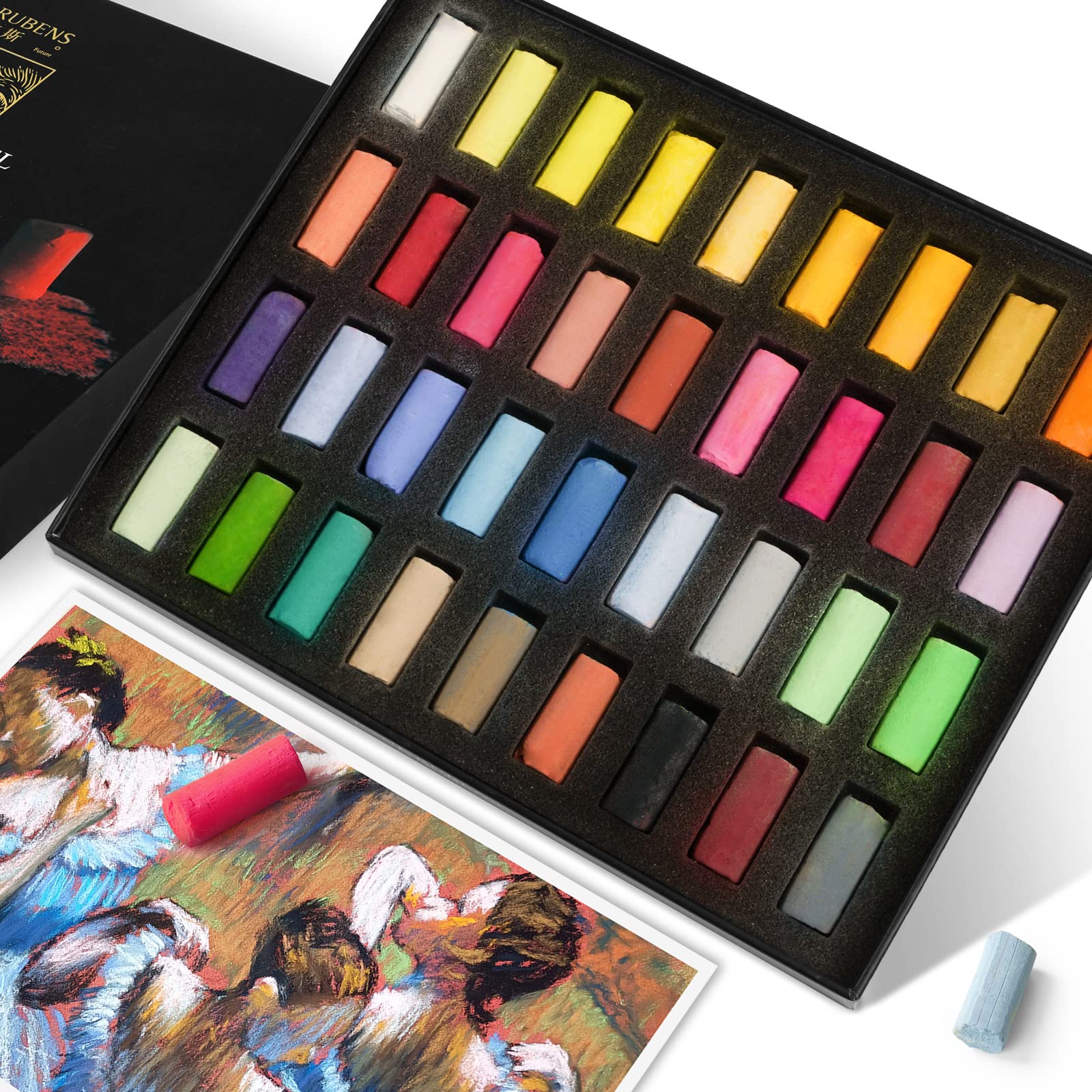 Paul Rubens 36 Colors Professional Soft Pastels Set - Non Toxic Handmade Chalk Pastels for Painting, Drawing & Blending | Premium Art Supplies for Artists & Beginners | Perfect for Sketching, Landscape Art & DIY Crafts