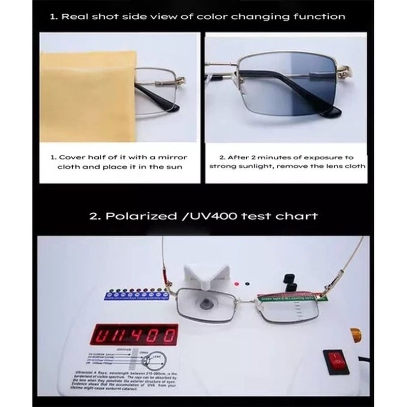 Premium Multi-Focus Memory Titanium Frame Blue Light Blocking Glasses - Reduce Eye Strain for Work, Gaming & Screen Time