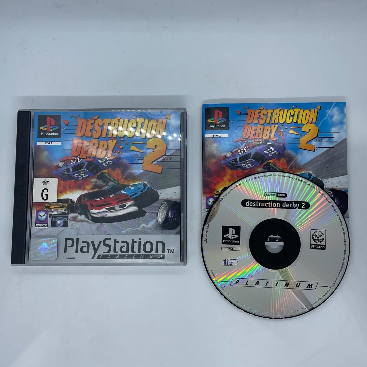 Destruction Derby 2 - PS1 Playstation 1 Video Game with Original Manual (PAL Version) - Classic Racing Game for Retro Gaming Enthusiasts & Collectors