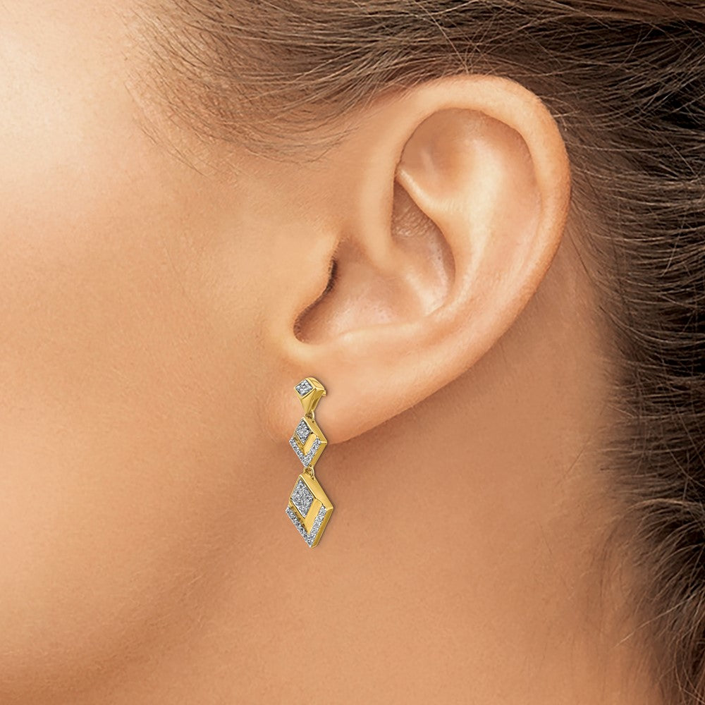 Luxury 14K Gold Diamond Dangle Earrings for Women - Elegant Fancy Post Drop Earrings EM3905 025 YA - Perfect for Parties, Weddings & Special Occasions