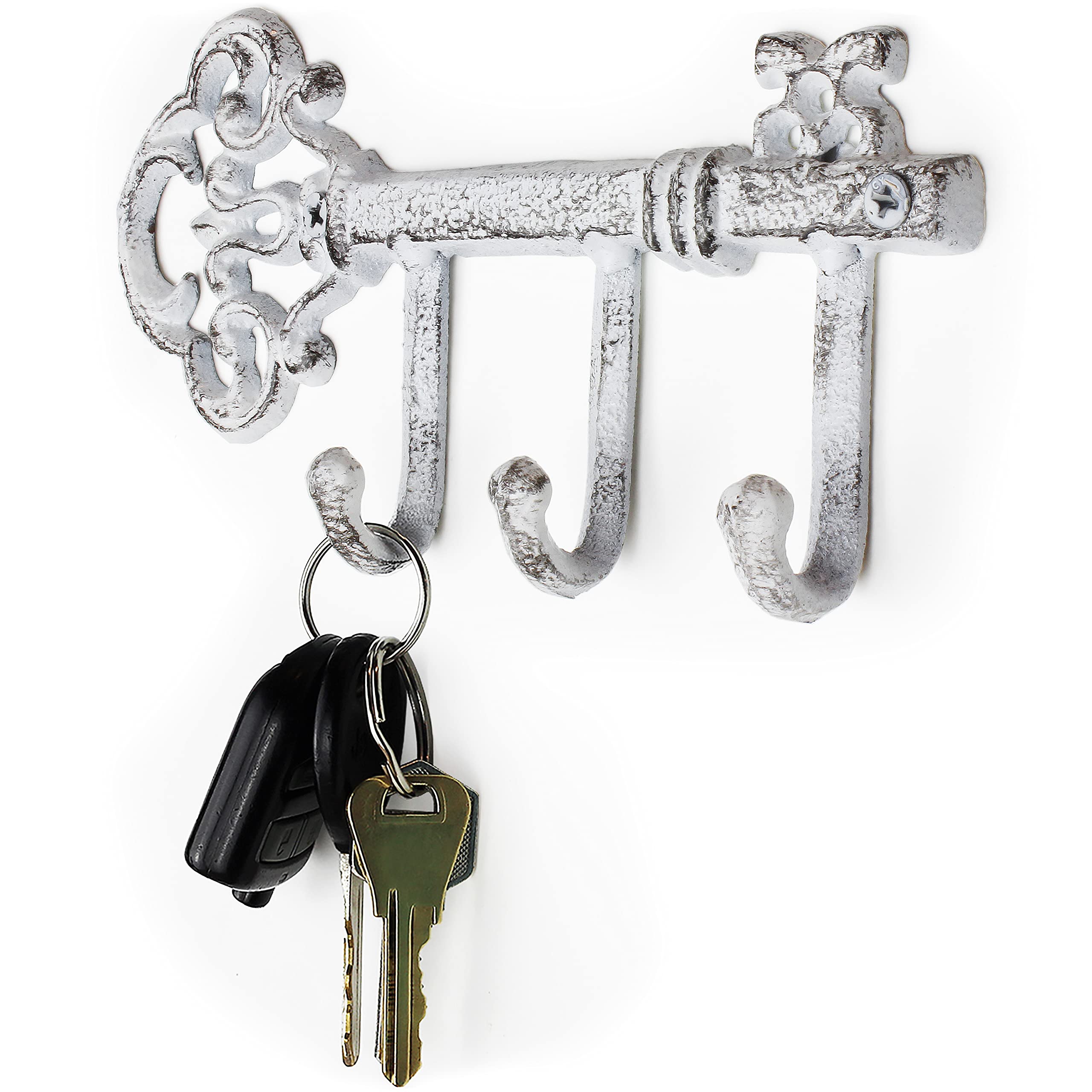 Vintage Cast Iron Wall Mounted Key Holder - Rustic Entryway Organizer for Home & Office Keys | Perfect for Farmhouse, Cottage, and Industrial Decor