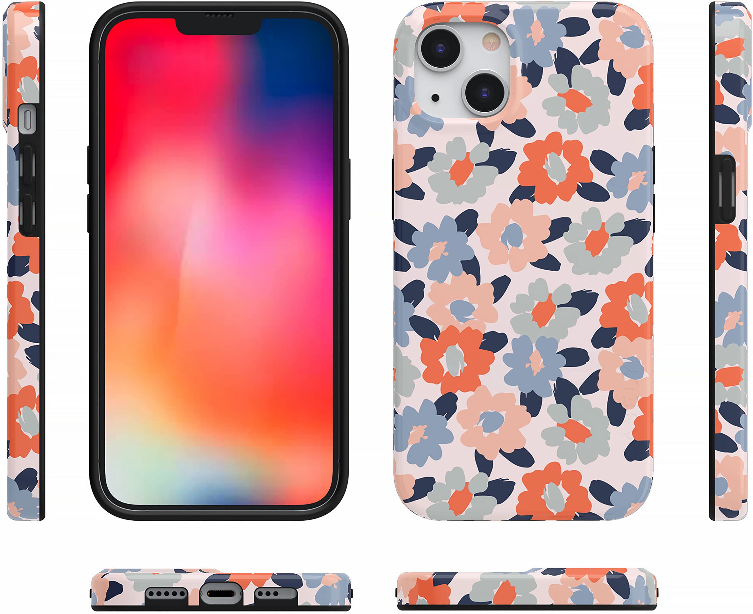 Casely iPhone 13 Case with MagSafe Compatibility - Pastel Floral Design & Field of Flowers Pattern | Slim Protective Cover for Everyday Use, Work & Travel