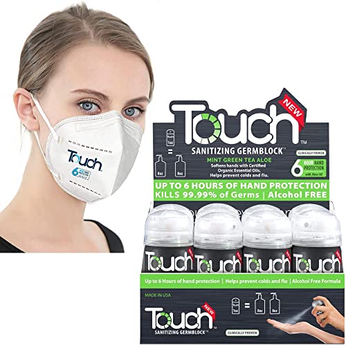Alcohol-Free Touch Sanitizing Spray with Moisturizer - Travel Size Hand Sanitizer (12-Pack, 1 Oz Each) - Mint Green Tea Aloe Scented | Perfect for Travel, Office, Gym & Daily Hygiene