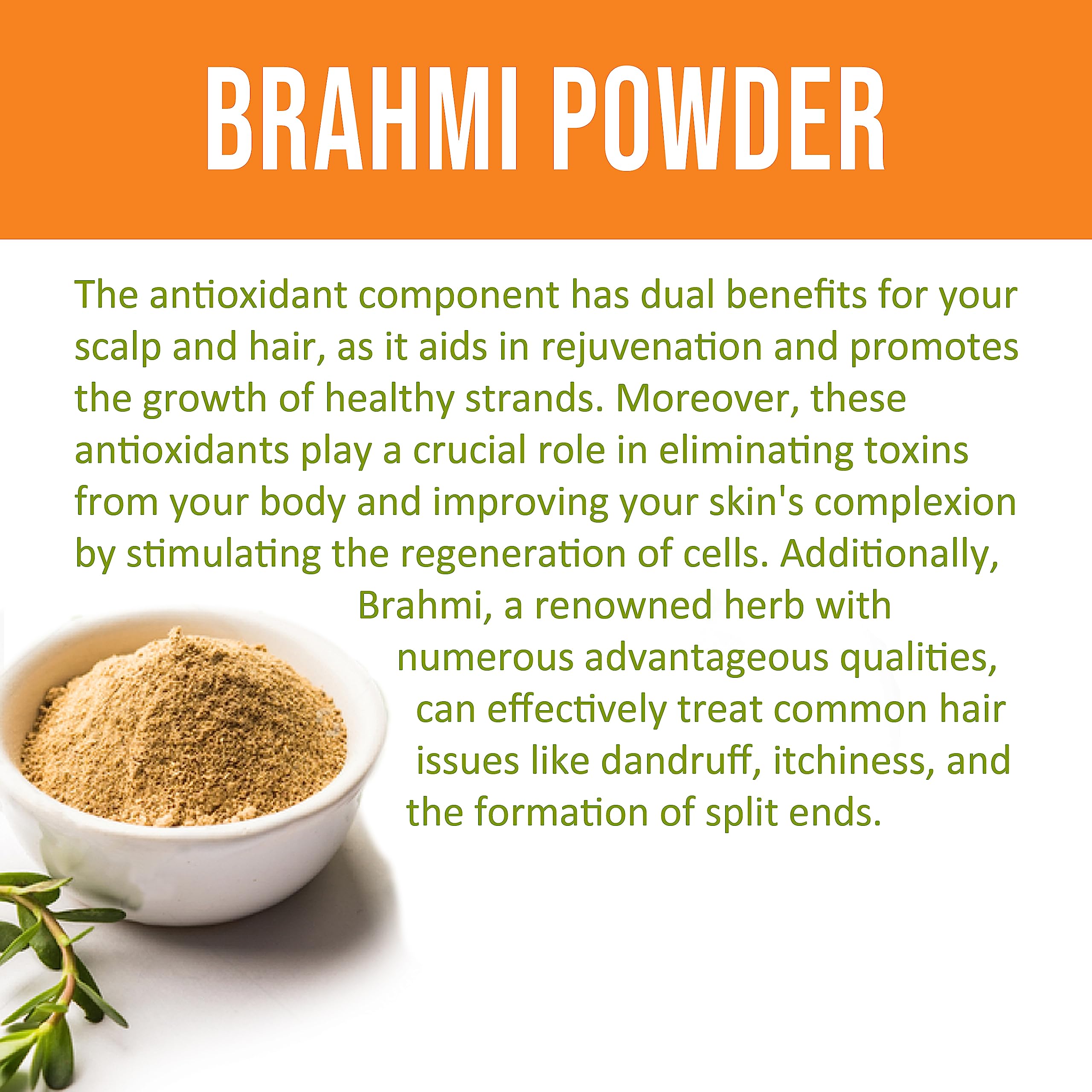Organic Brahmi Powder for Hair Growth - 100g | PURKAI Ayurvedic Superfood for Healthy Hair & Scalp | Promotes Thickness & Shine | Perfect for Hair Masks, Oils & DIY Treatments